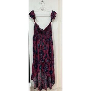 Xhilaration Smocked Off The Shoulder Maxi Dress Size XL Hi Lo Pattern